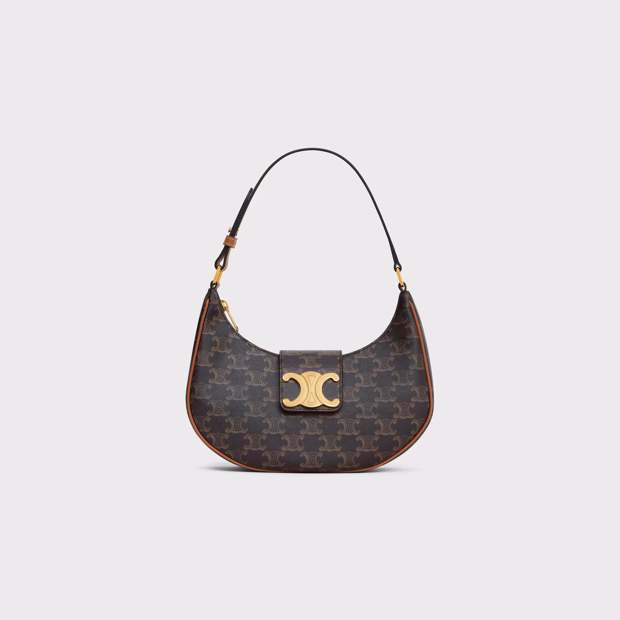 Celine Ava Triomphe Soft Bag In Smooth Calfskin Black