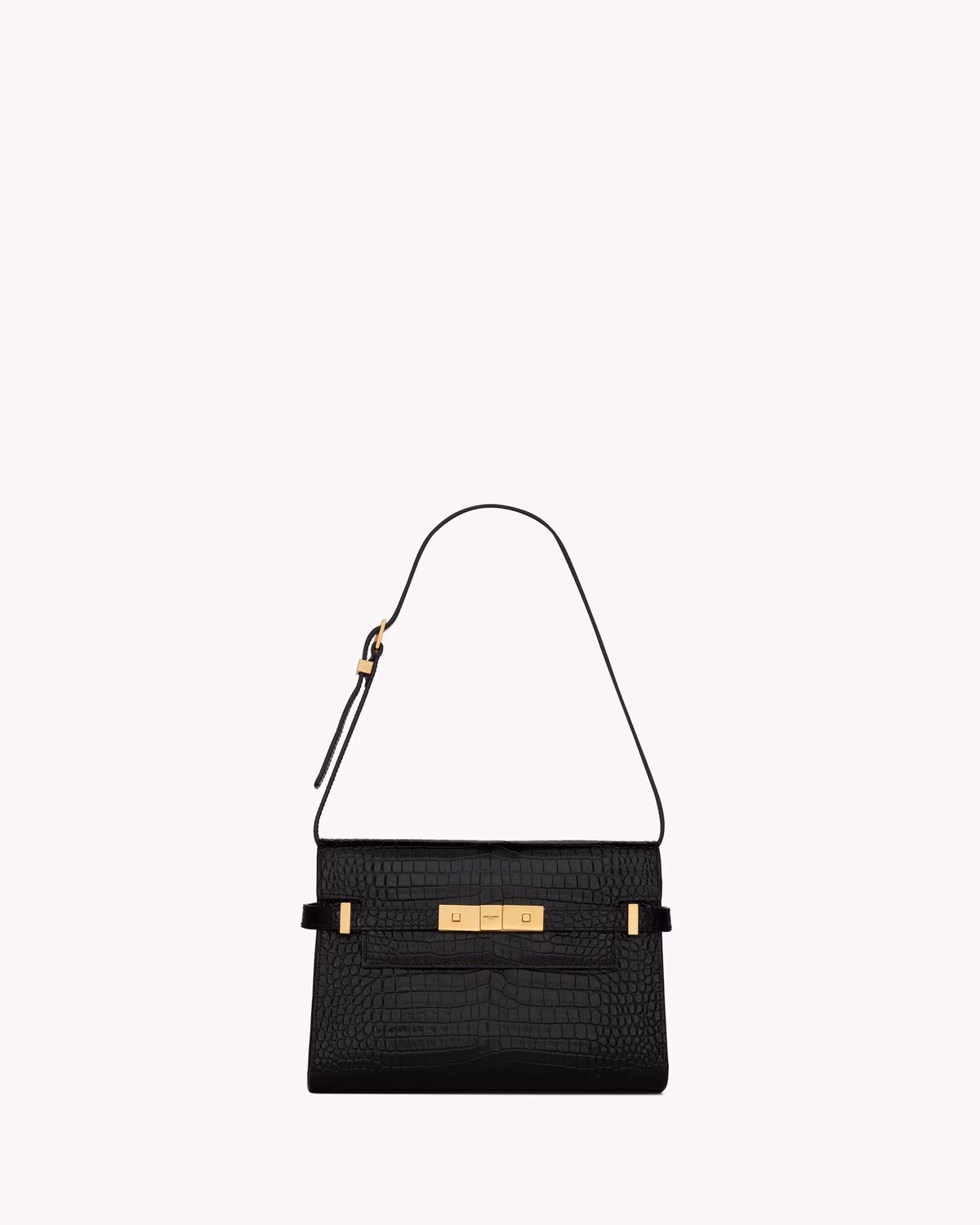 Manhattan Small In Shiny Crocodile-Embossed Leather